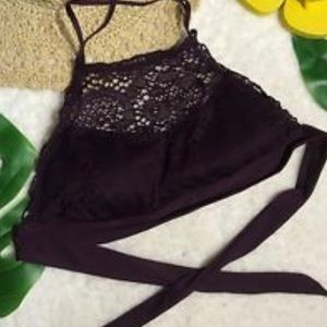 Dark purple halter bikini top
